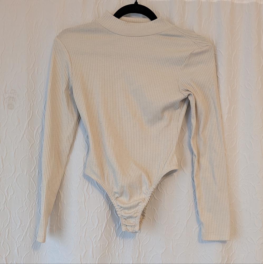 Nasty Gal Off-White Ribbed Knit Top